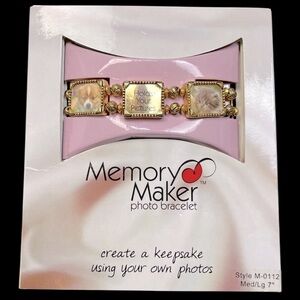 🆕 NWT Memory Maker Photo Bracelet Antique Gold-Toned Size M/L 7” Style M-01122